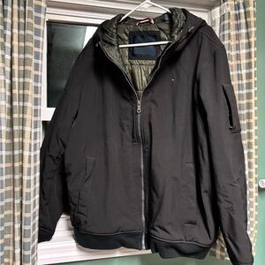 Tommy Hilfiger Men’s Black Bomber Jacket with Olive Liner